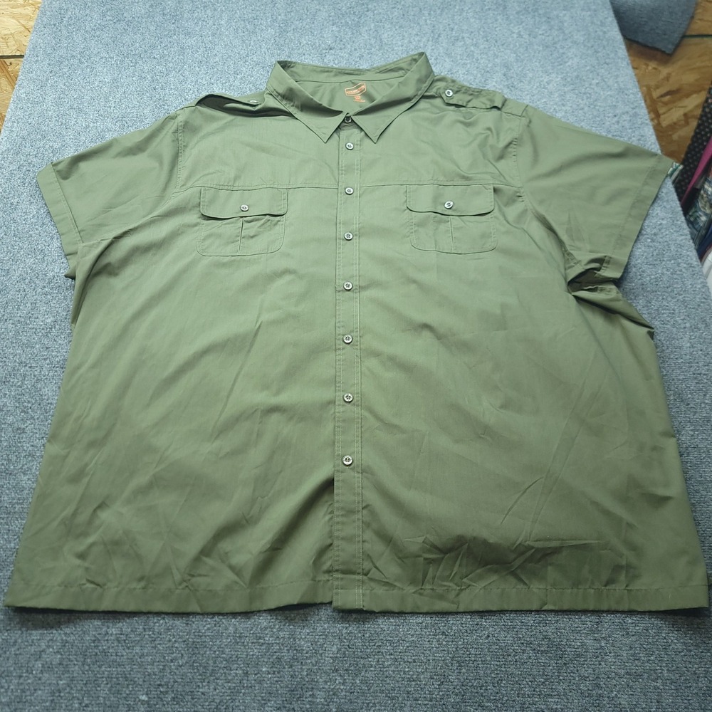 Boulder Creek Mens 8XL Big Olive Green Short Sleeve Button Down Utility Shirt